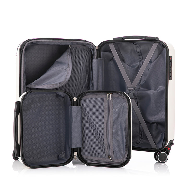 Conjunto de viagem de 10 kg com zíper, rodinhas duplas extensíveis 360° e certificação TSA.