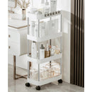 Prateleira organizadora multifuncional de 4 níveis com rodas.