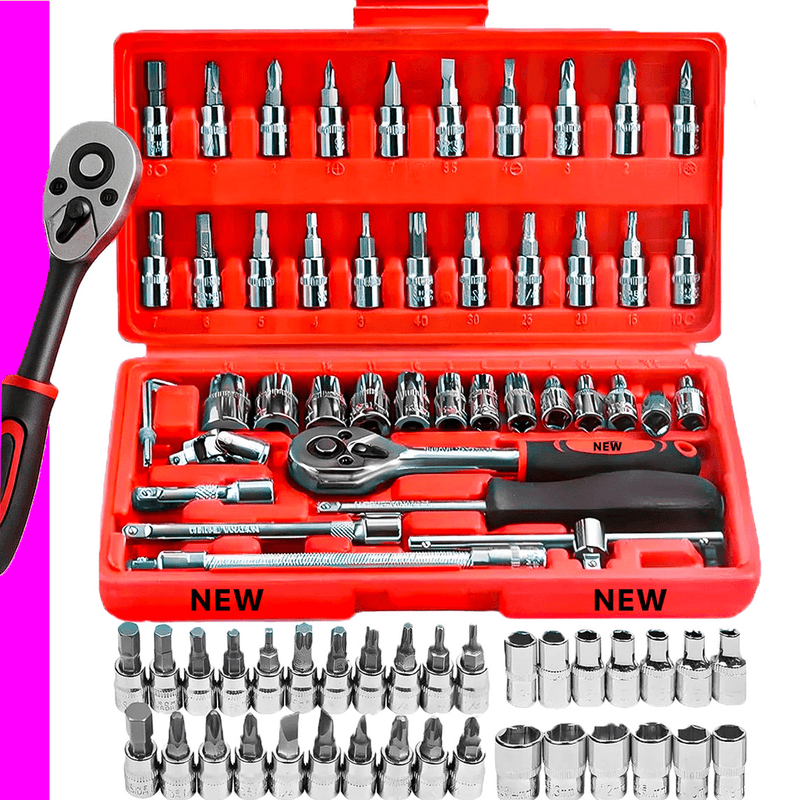 Kit de ferramentas com 46 peças.