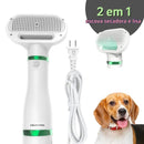 Escova secadora portátil 2 em 1 para pelos de animais de estimação – Seca e remove pelos de cães, coelhos e gatos (110V).
