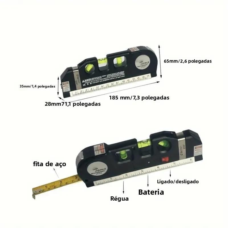 Ferramenta de nivelamento a laser multifuncional com controlador de nível a laser padrão de 2,5 metros (8 pés).