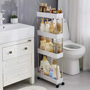 Prateleira organizadora multifuncional de 4 níveis com rodas.