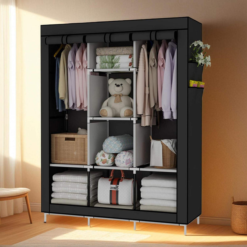 Guarda-roupa dobrável de peça única, possui alta capacidade de carga, fácil instalação.