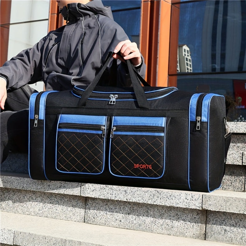 Mala de viagem grande com vários compartimentos e alça de ombro ajustável - Bolsa de viagem resistente em nylon.