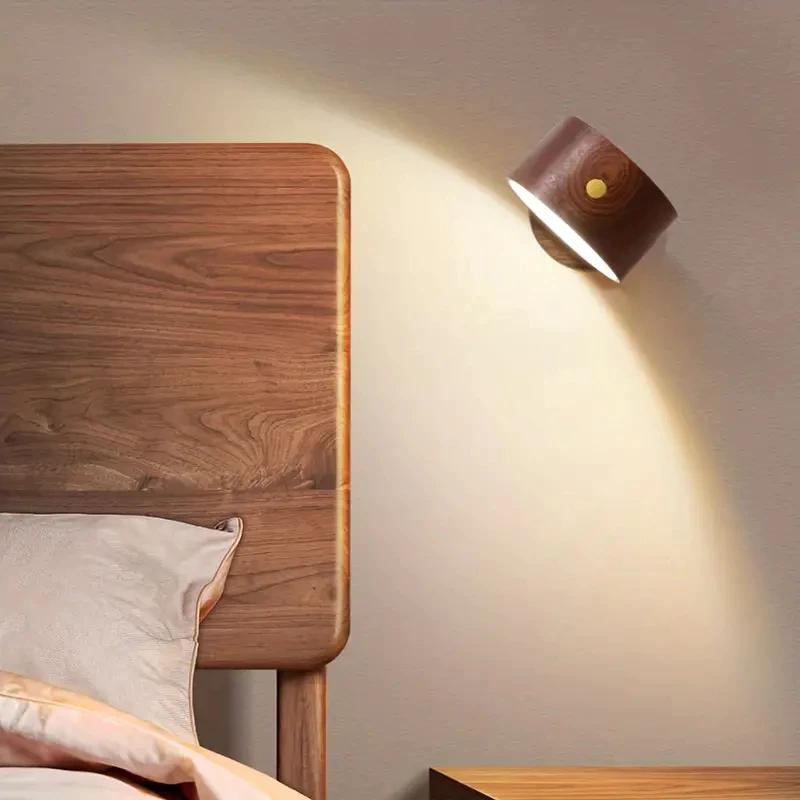 Luminária de parede sem fio com ímã, luz de leitura LED moderna, luminária dimerizável alimentada por USB