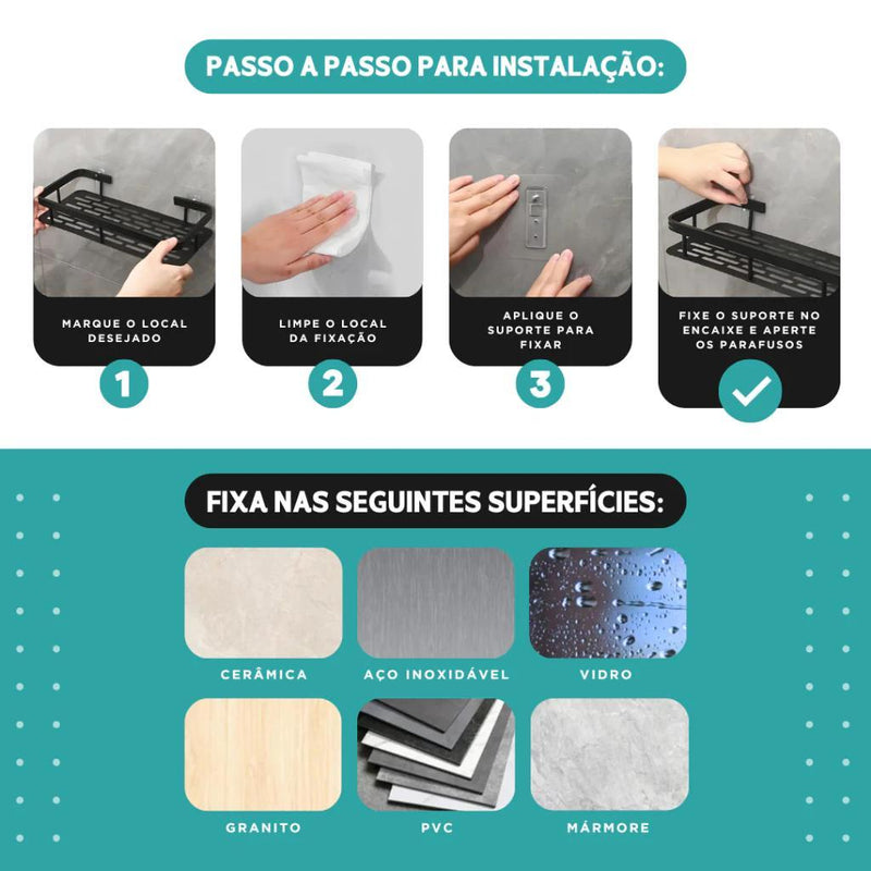 1/2 peças de prateleiras de canto para chuveiro, suporte para shampoo com adesivo para montagem na parede, sem necessidade de furar.