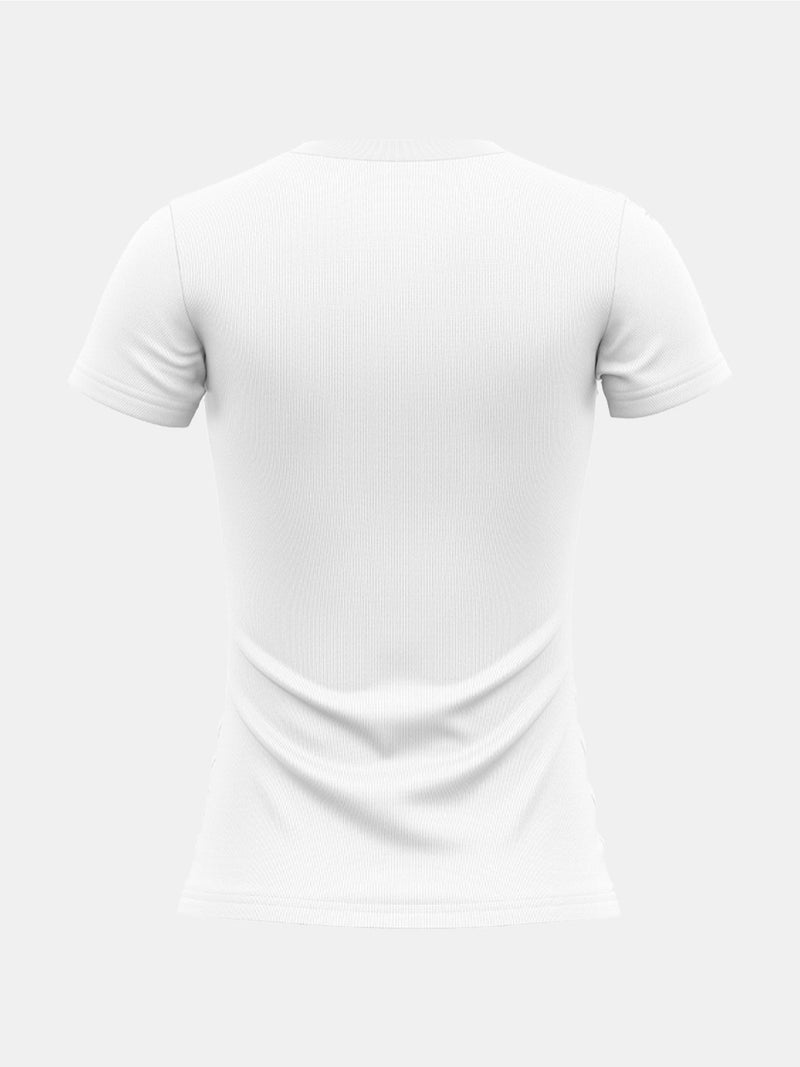 Kit com 4 camisetas femininas básicas lisas com proteção térmica contra o sol.