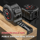 Trena industrial de 3/5/7,5 m com sistema duplo métrico e imperial, ferramenta de medição durável e resistente a quedas.