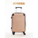 Mala de viagem, Tamanhos 17, 18, 19, 20 e 21 polegadas. Possuem protetores de canto em liga de alumínio resistentes a impactos e trava TSA. Feitas de ABS e fibra de poliéster refinada com superfície lisa.