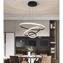 Lustre LED moderno e luxuoso com três anéis, acabamento dourado, semi-embutido, luz brilhante e aconchegante, com interruptor, 110V e 220V