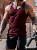 Regata masculina respirável, casual, de secagem rápida, com gola redonda e tecido elástico.