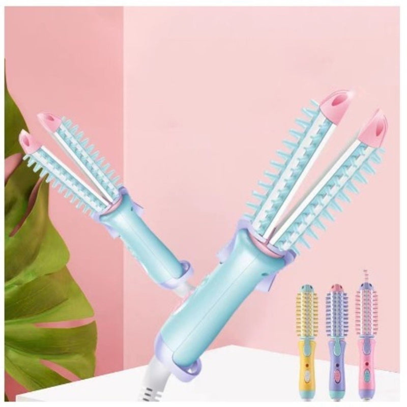 Escova modeladora e chapinha portátil bivolt 2 em 1, prática e eficiente.