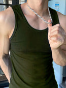 Camiseta regata masculina lisa, de secagem rápida, respirável, com gola redonda e sem mangas.