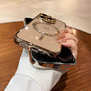 Capa de celular transparente de luxo com revestimento cromado e carregamento magnético sem fio para iPhone.