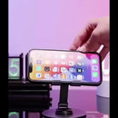 Suporte de metal para celular/tablet, suporte de mesa dobrável e giratório 360 graus, alta estabilidade.