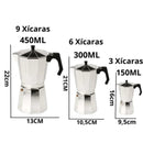 Cafeteira Italiana, Jarra de Alumínio Premium para Espresso de 150ml ou 300ml, Mantém a Temperatura.