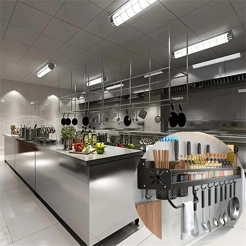 Organizador de cozinha sem furos, porta-utensílios e talheres com espaço para facas e pauzinhos.