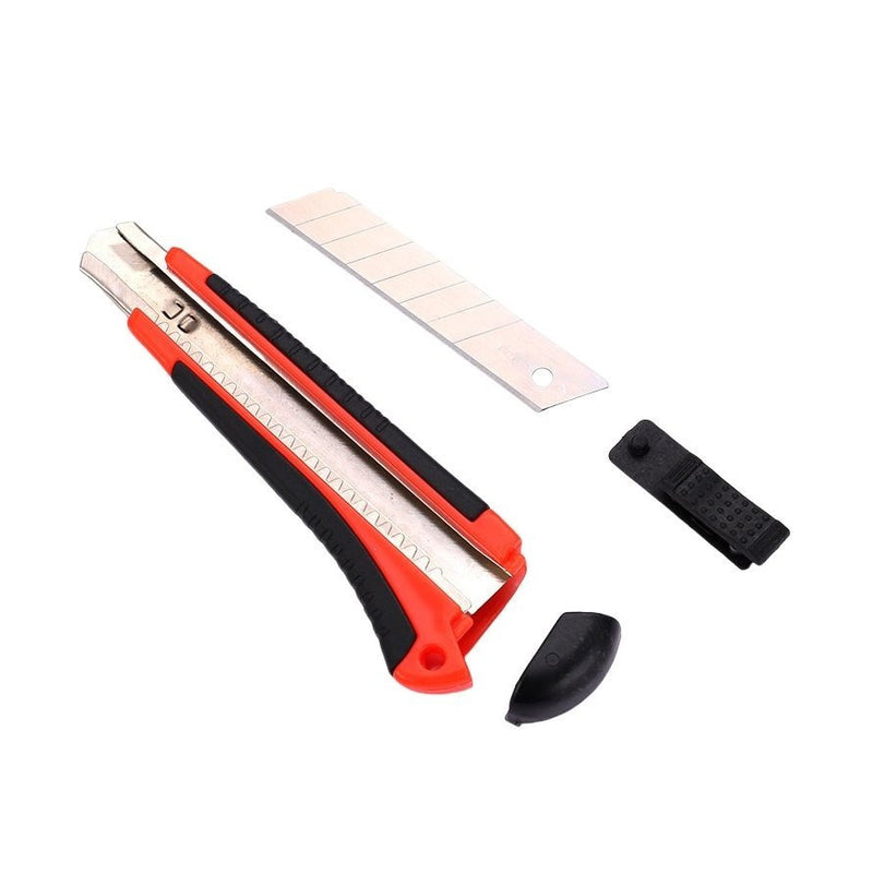 Kit Estilete + 3 Lâminas 18Mm Emborrachado Profissional Alta Durabilidade com Trava.