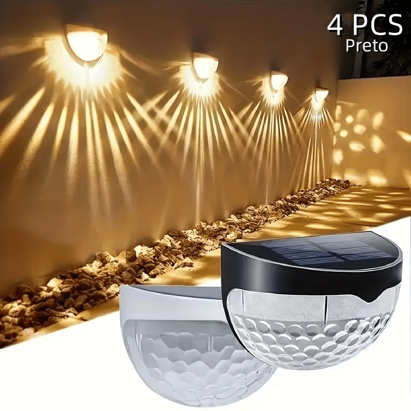 Conjunto de 4 luminárias solares para cerca, deck e parede – Iluminação externa perfeita para cercas, decks, pátios, garagens e escadas.