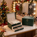 Caixa de joias de três níveis à prova de poeira com trava.