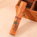 Estojo de lápis vintage em couro PU com bússola náutica, enrolável, porta-canetas de grande capacidade.