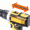 Kit de furadeira de impacto de 48V com carregador, bateria, par de luvas e cinco brocas, ou com carregador, duas baterias, par de luvas e maleta.