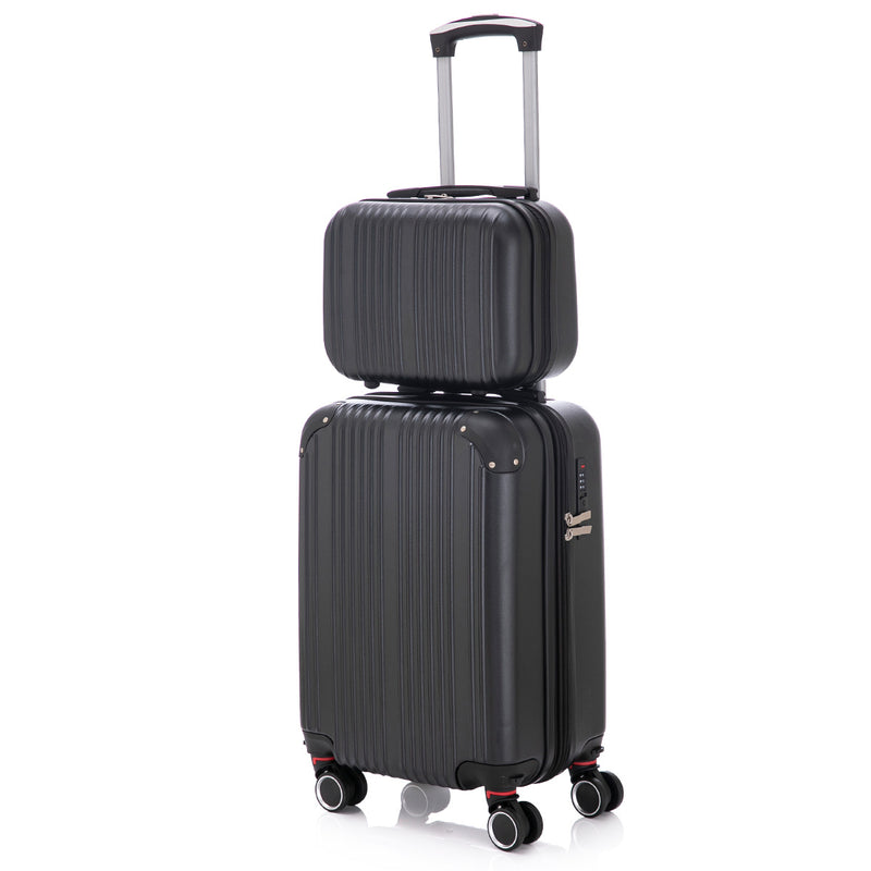 Conjunto de viagem de 10 kg com zíper, rodinhas duplas extensíveis 360° e certificação TSA.