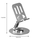Suporte de metal para celular/tablet, suporte de mesa dobrável e giratório 360 graus, alta estabilidade.